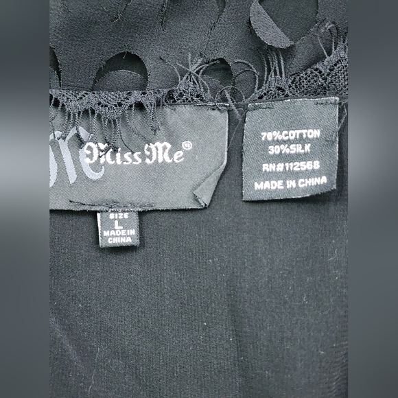 Miss Me feathery babydoll party blouse tank top L - Picture 5 of 6